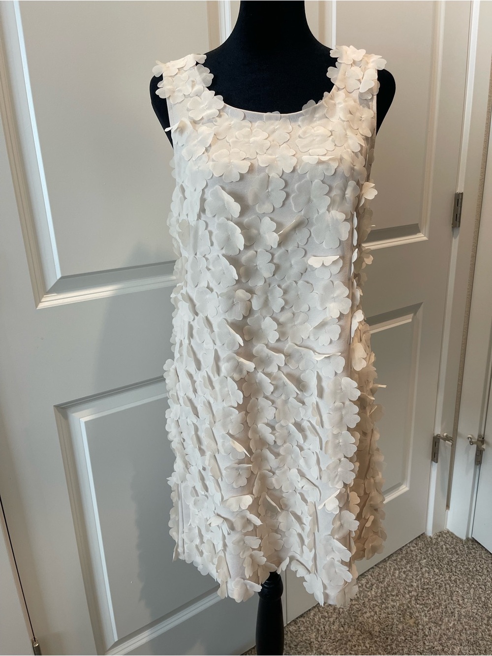 H&M Cream 3D Floral Sleeveless Dress